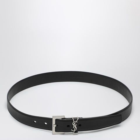Saint Laurent Saint Laurent Cassandre black smooth leather belt