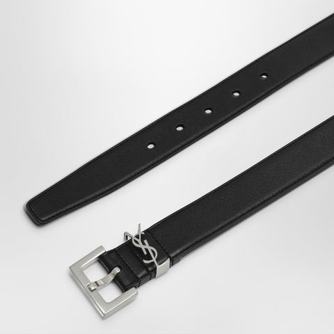 Saint Laurent Saint Laurent Cassandre black smooth leather belt
