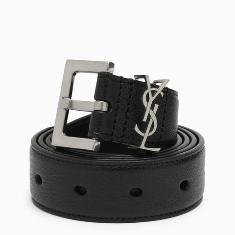 Saint Laurent Saint Laurent Cassandre black leather belt