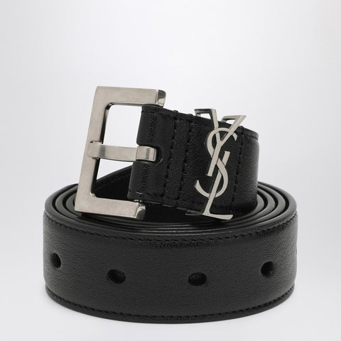 Saint Laurent Saint Laurent Cassandre black leather belt