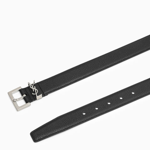 Saint Laurent Saint Laurent Black Cassandre belt in grained leather