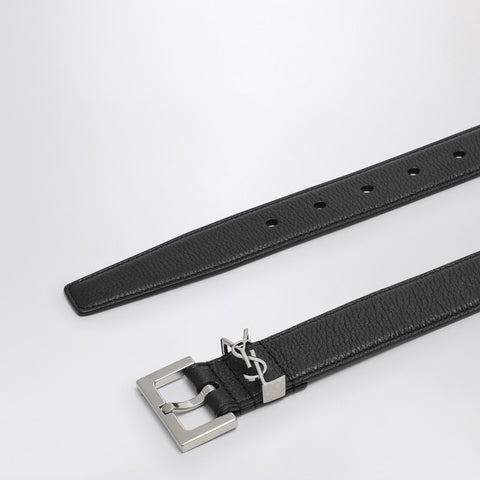 Saint Laurent Saint Laurent Black Cassandre belt in grained leather