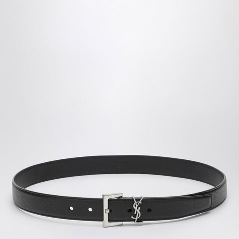 Saint Laurent Saint Laurent Black Cassandre belt in grained leather