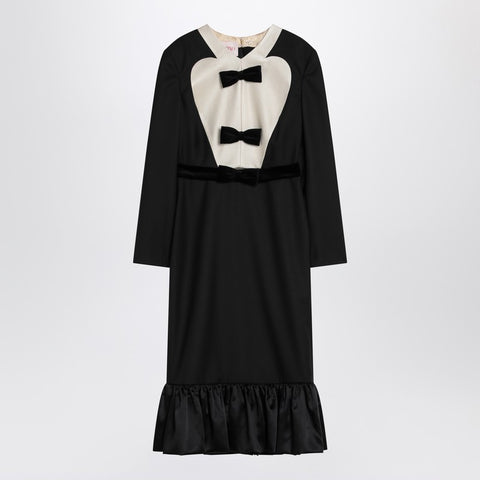 Valentino Valentino Black midi wool dress with bows