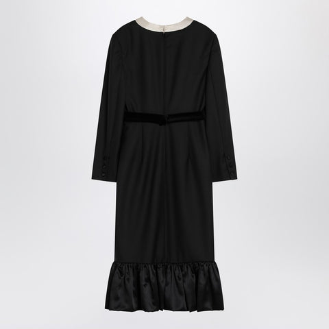 Valentino Valentino Black midi wool dress with bows