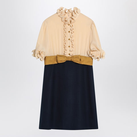 Valentino Valentino Mini dress with ruffles and bow in silk