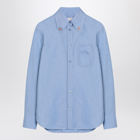 Valentino Valentino Light blue shirt with jewelled buttons