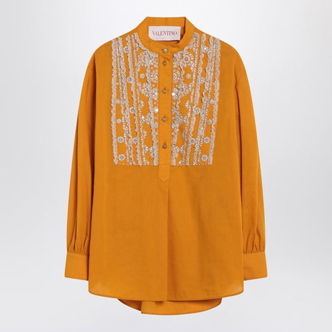 Valentino Valentino Ochre yellow shirt with beads and lace