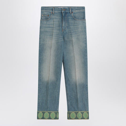 Valentino Valentino Faded blue jeans with jacquard background