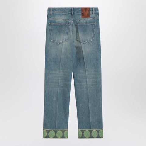 Valentino Valentino Faded blue jeans with jacquard background