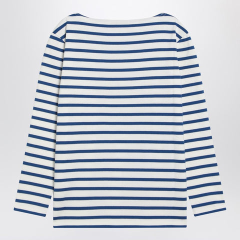 Valentino Ivory t-shirt with blue stripes Chez Valentino