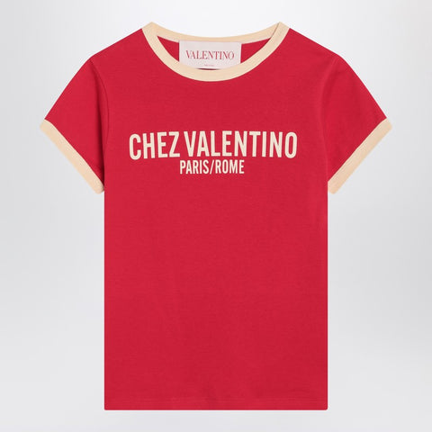 Valentino Red T-shirt with Chez Valentino print