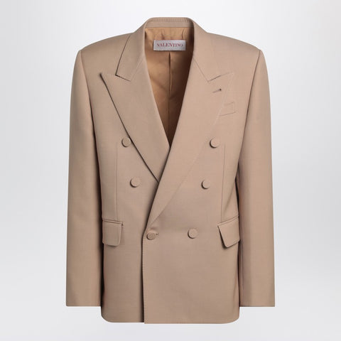 Valentino Valentino Double-breasted jacket camel light in wool
