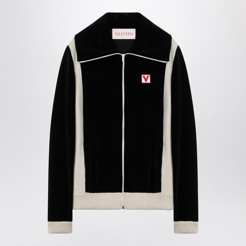 Valentino Black chenille sweatshirt with Chez Valentino patch