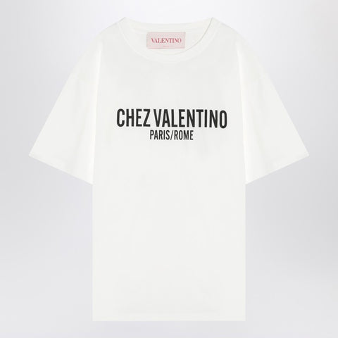 Valentino Ivory T-shirt with Chez Valentino print