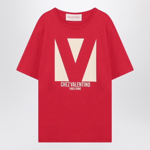 Valentino Red T-shirt with Chez Valentino print
