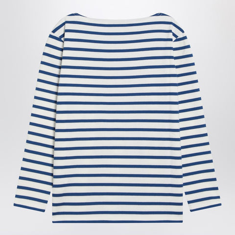 Valentino Ivory t-shirt with blue stripes Chez Valentino