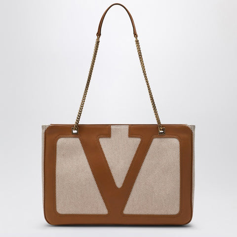Valentino Garavani Valentino Garavani Medium Viva Superstar bag in natural/spice canvas