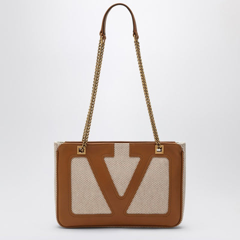 Valentino Garavani Valentino Garavani Small Viva Superstar Bag in Natural/Spice Canvas