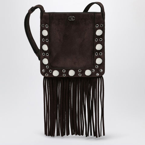 Valentino Garavani Valentino Garavani Nellcôte brown suede bag with fringes and studs