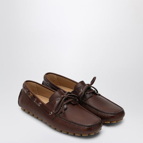 Valentino Garavani Valentino Garavani Brown leather moccasin driver Fantaway