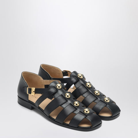 Valentino Garavani Valentino Garavani Black leather fisherman sandals with studs