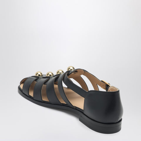 Valentino Garavani Valentino Garavani Black leather fisherman sandals with studs