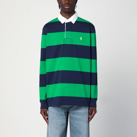 Polo Ralph Lauren Polo Ralph Lauren Navy blue/bright green striped cotton polo shirt