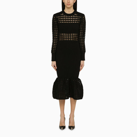 Alexander Mcqueen Alexander McQueen Black knitted midi dress