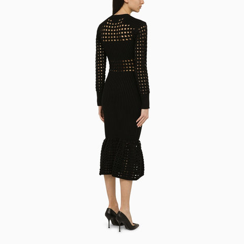 Alexander Mcqueen Alexander McQueen Black knitted midi dress