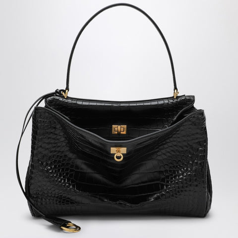 Balenciaga Balenciaga Cocco-print black calfskin medium Rodeo bag