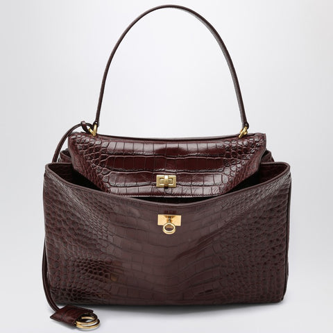 Balenciaga Balenciaga Cocco-print burgundy calfskin medium Rodeo bag