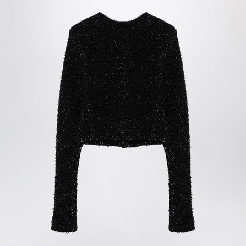 Balenciaga Balenciaga Black cotton blend tweed cropped cardigan