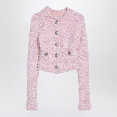 Balenciaga Balenciaga Pink cotton blend tweed cropped cardigan
