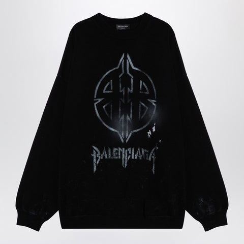 Balenciaga Balenciaga Black cotton blend jumper with print