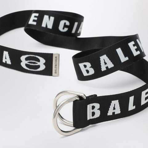 Balenciaga Balenciaga D-Ring belt in black and white canvas