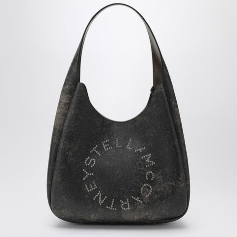 Stella McCartney Stella McCartney Large Hobo bag with aged effect and logo
