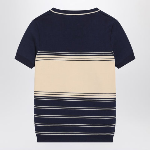 Valentino Blue ribbed top with Chez Valentino embroidery