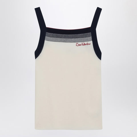 Valentino Top with Chez Valentino embroidery in wool