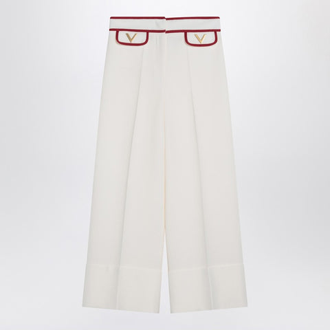 Valentino Valentino Ivory trousers with Gold V