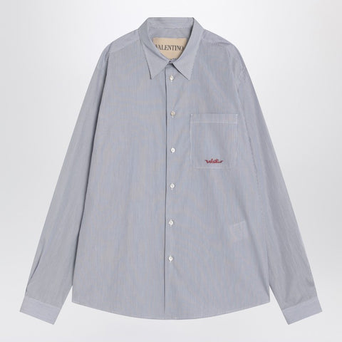 Valentino Valentino Light blue cotton shirt with logo