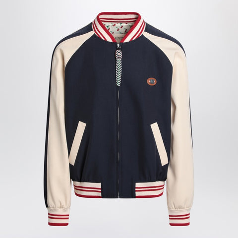 Valentino Valentino Blue/cream bomber with mixed wool VLogo