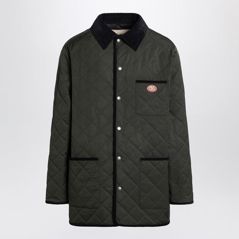 Valentino Valentino Olive green quilted jacket with VLogo patch