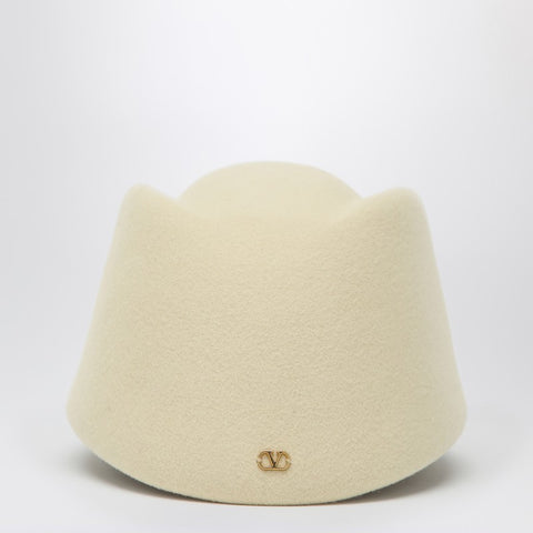 Valentino Garavani Valentino Garavani Vlogo Signature hat in cream colour wool