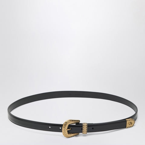 Valentino Garavani Valentino Garavani Black VLogo Signature belt in polished calfskin