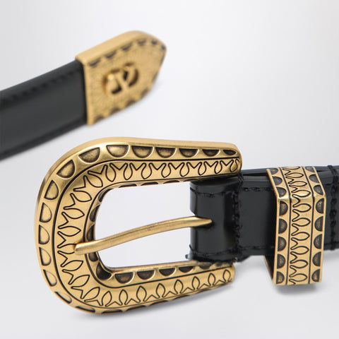 Valentino Garavani Valentino Garavani Black VLogo Signature belt in polished calfskin