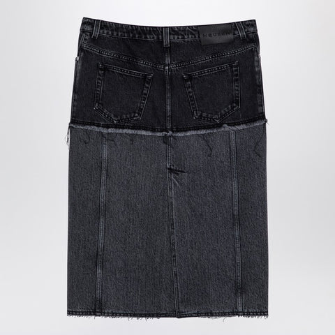 Alexander Mcqueen Alexander McQueen Two-tone black denim skirt