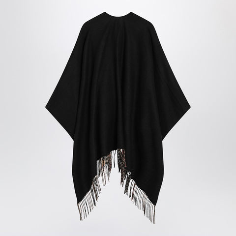Burberry Burberry Black wool cape with Check pattern