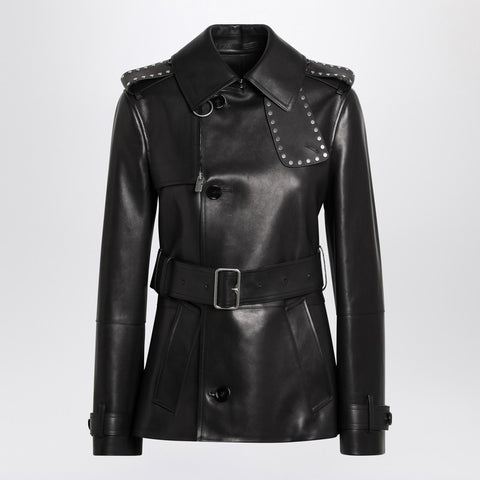 Burberry Burberry Short black leather jacket with studs