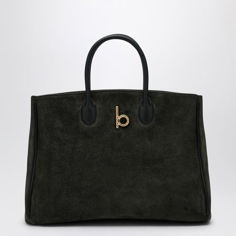 Burberry Burberry Rocking Horse small dark green suede tote